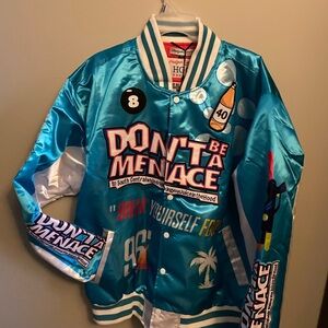 Blue Graphic Satin Jacket